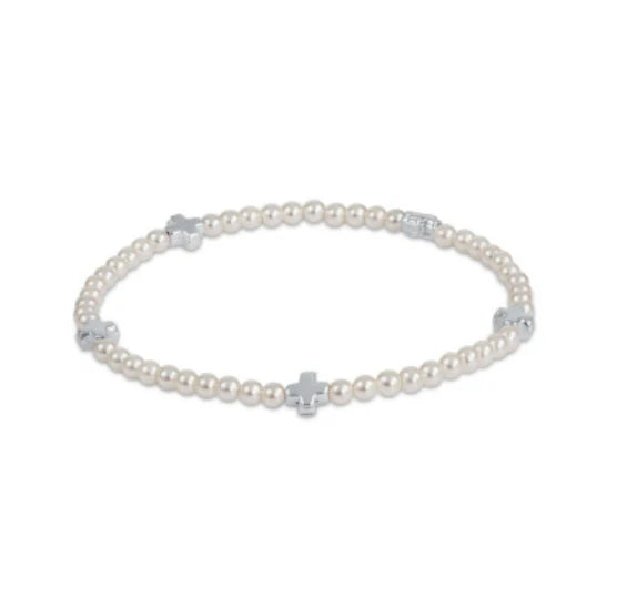 Enewton - Signature Cross Pearl Pattern 3mm Bead Bracelet