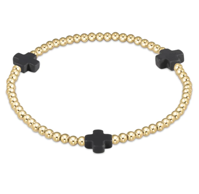 enewton signature cross gold pattern 3mm bead bracelet