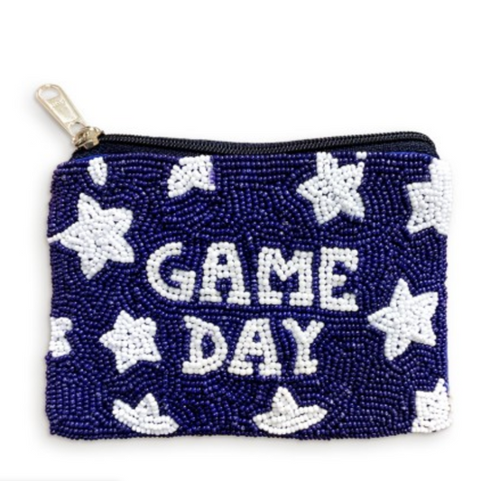 Navy Game Day Star Beaded Coin Purse