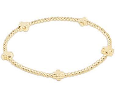 Enewton - Signature Cross Small Gold Pattern 2mm Bead Bracelet - Gold