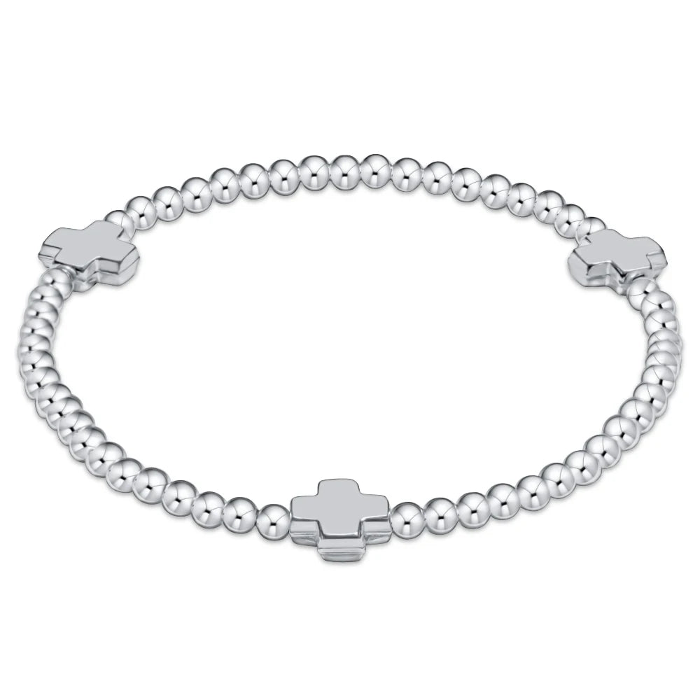 Enewton SIGNATURE CROSS SMALL STERLING PATTERN 2MM BEAD BRACELET - STERLING