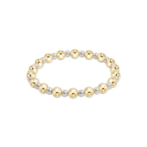 Enewton Pearl Grateful Pattern 4mm Bead Bracelet - 6mm Gold