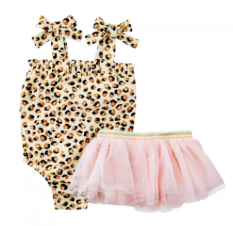 Girl's Leopard Swimsuit and Tutu Set